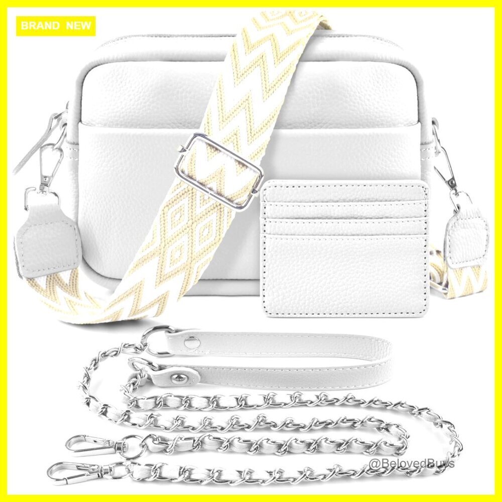 Leather Crossbody Bag with Adjustable Strap, Multiple Pockets, Gift Box